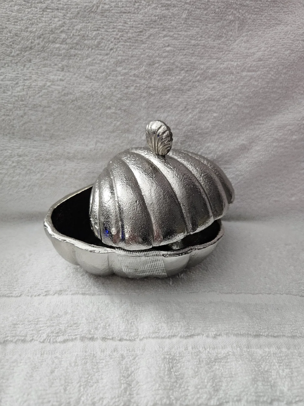 Threshold Studio McGee Silver Shell Container Metal Covered Trinket Box